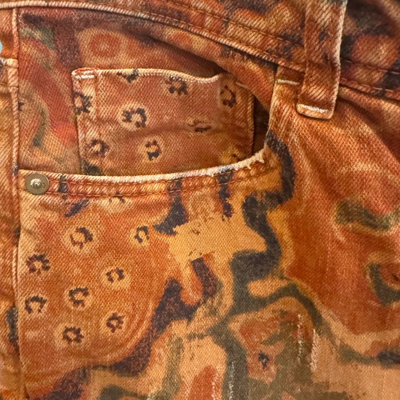 Anthrpologie Pilcro Orange Distressed & Patterned Straight Leg Pants - Picture 7 of 12